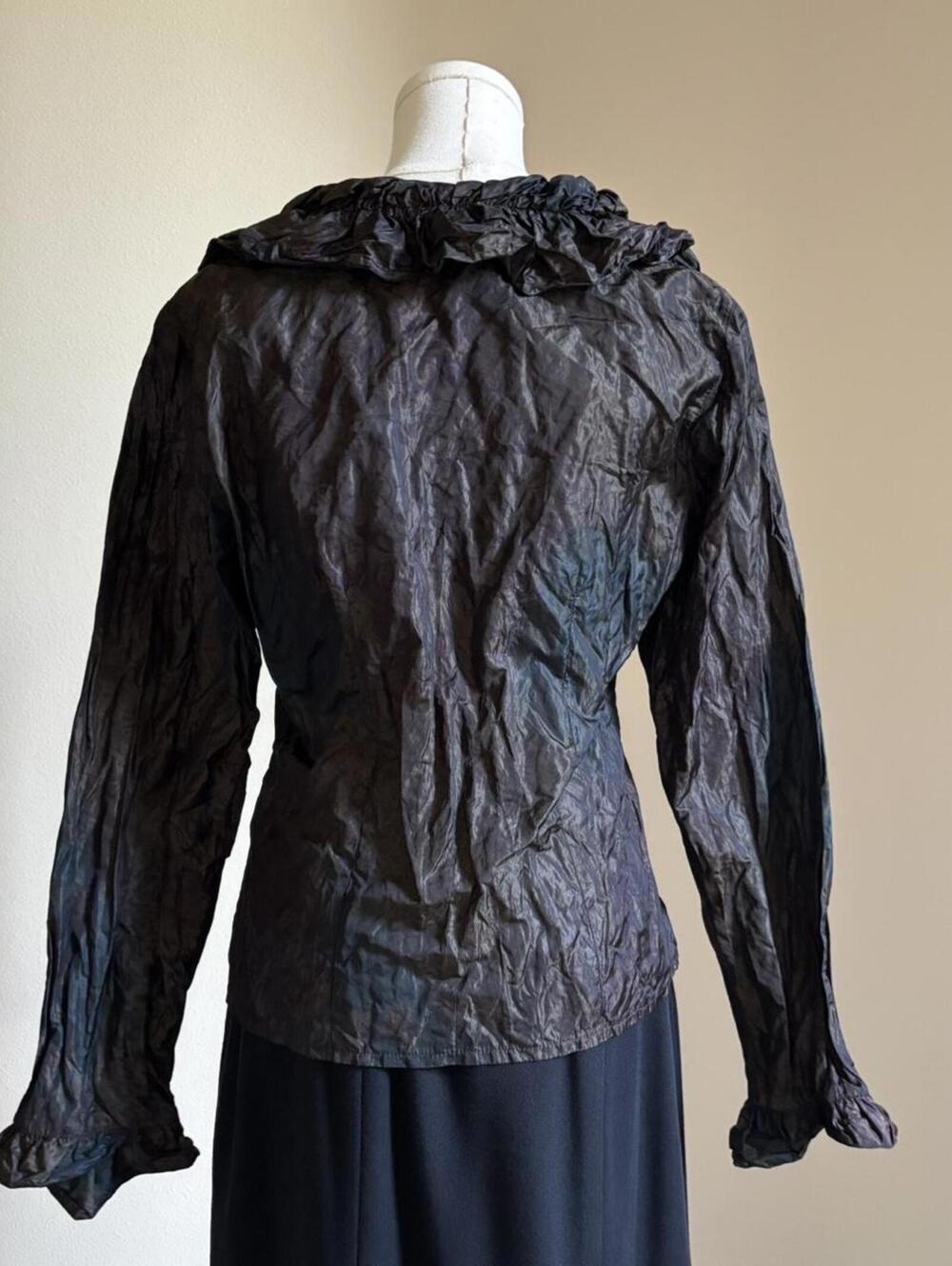 vintage Anne Fontaine crinkle metallic brown button up blouse - Picture 4 of 8